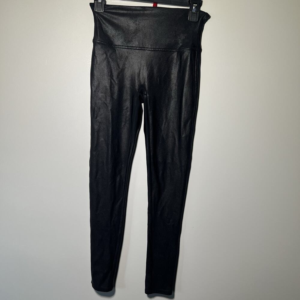 Spanx by Sara Blakely Black Faux Leather High-Waisted Leggings - Petite Medium
